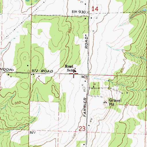 Topographic Map of Rust School, MI