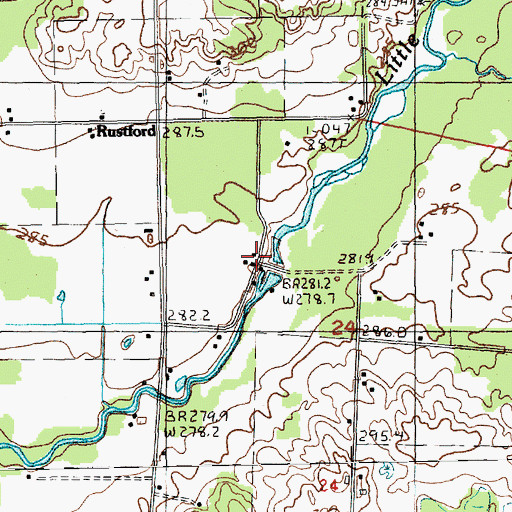 Topographic Map of Rustford Dam, MI