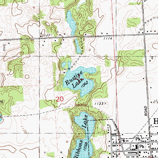 Topographic Map of Rustine Lake, MI