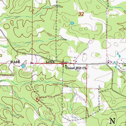 Topographic Map of Union Hill School (historical), AR