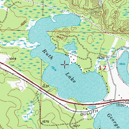 Topographic Map of Ruth Lake, MI