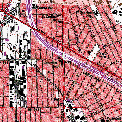 Topographic Map of Ruthruff School, MI
