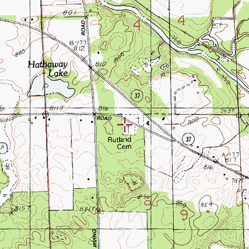 Topographic Map of Rutland Cemetery, MI