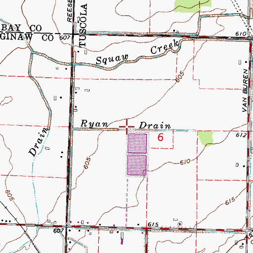 Topographic Map of Ryan Drain, MI