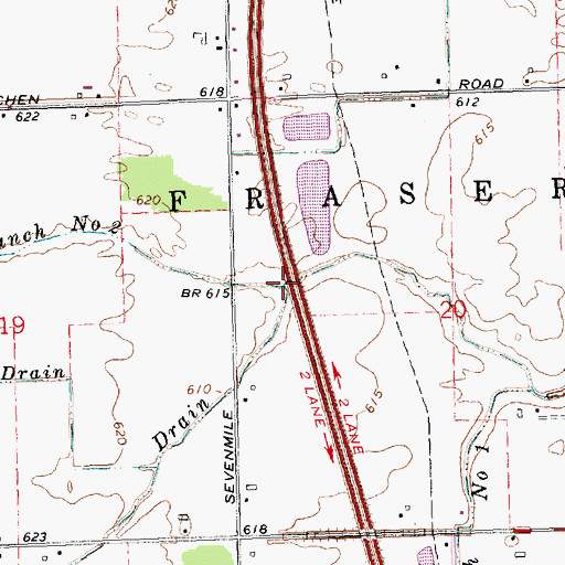 Topographic Map of Ryan Drain, MI