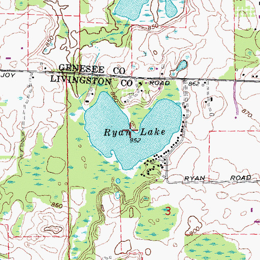 Topographic Map of Ryan Lake, MI