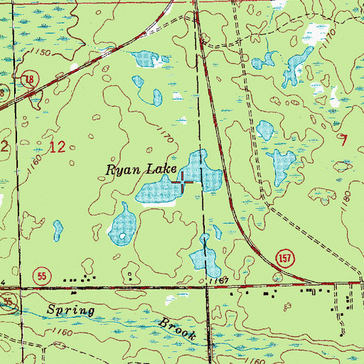 Topographic Map of Ryan Lake, MI