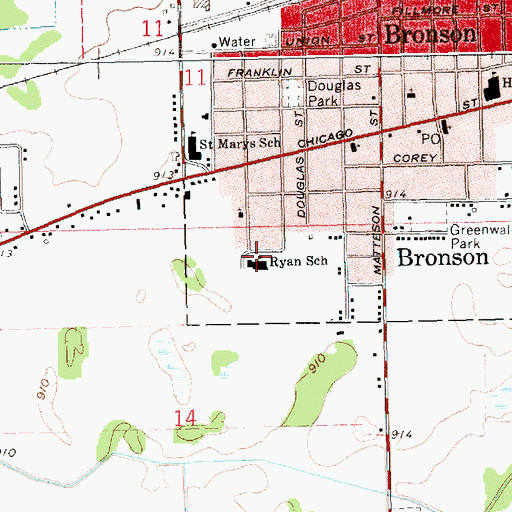 Topographic Map of Ryan School, MI