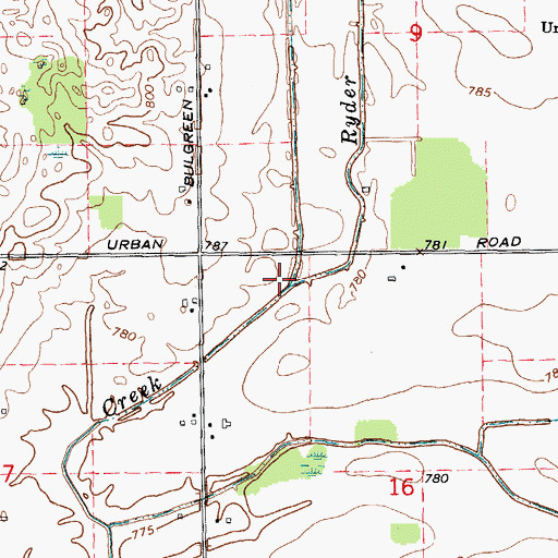 Topographic Map of Ryder Drain, MI