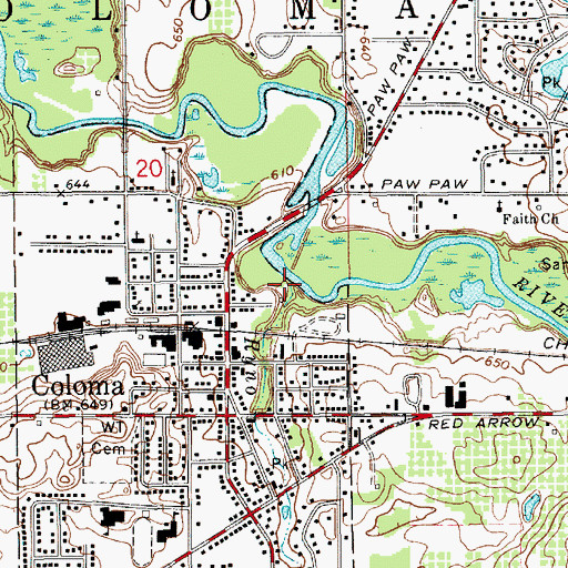 Topographic Map of Ryno Drain, MI