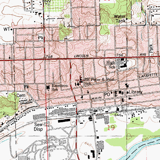 Topographic Map of Saint Peter, MI