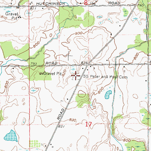 Topographic Map of Saints Peter and Paul Cemetery, MI