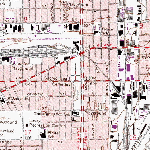Topographic Map of Sacred Heart Cemetery, MI