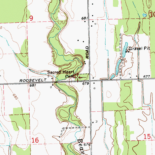 Topographic Map of Sacred Heart Cemetery, MI