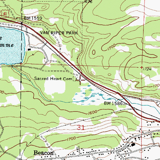 Topographic Map of Sacred Heart Cemetery, MI