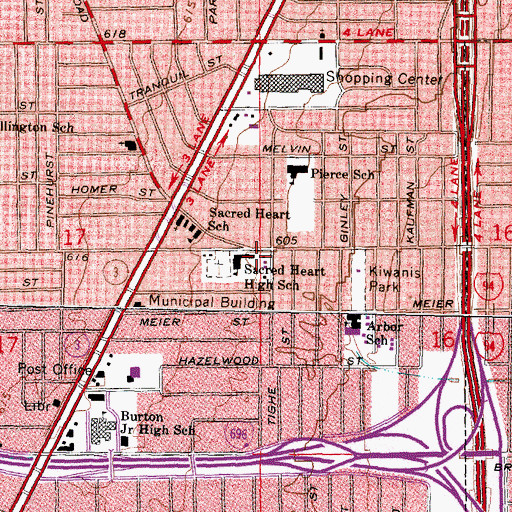 Topographic Map of Sacred Heart High School, MI