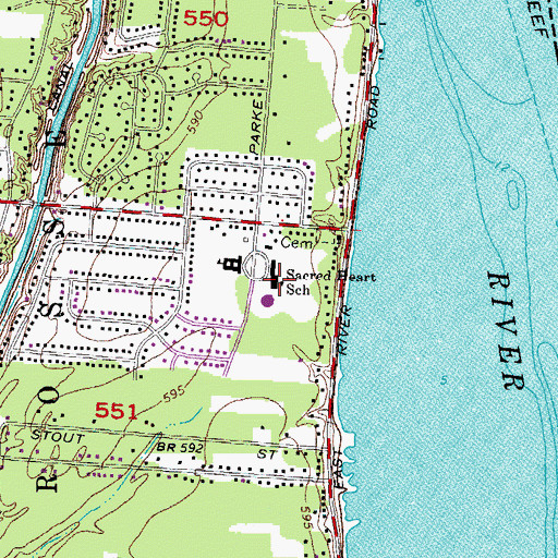 Topographic Map of Sacred Heart School, MI