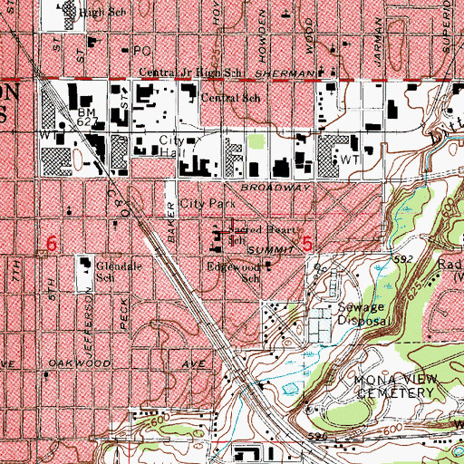 Topographic Map of Sacred Heart School, MI
