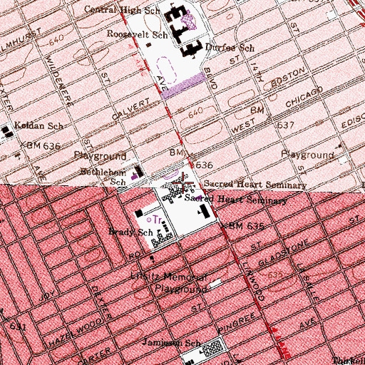 Topographic Map of Sacred Heart Seminary, MI