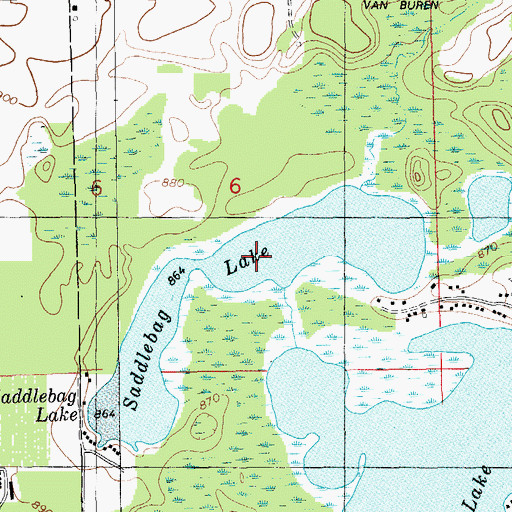 Topographic Map of Saddlebag Lake, MI