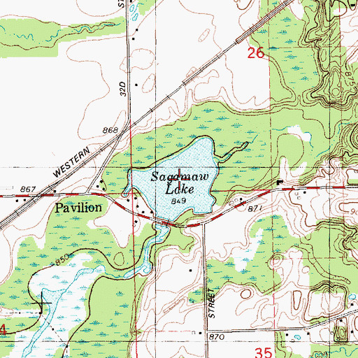 Topographic Map of Sagamaw Lake, MI