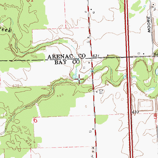 Topographic Map of Saganing Creek, MI