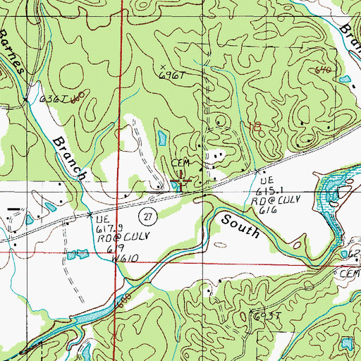 Topographic Map of Whittington Cemetery, AR
