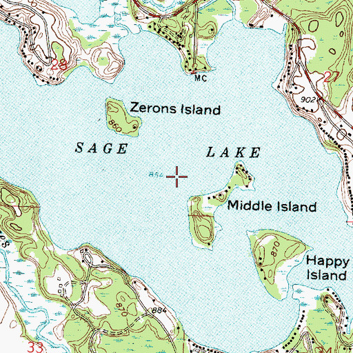 Topographic Map of Sage Lake, MI