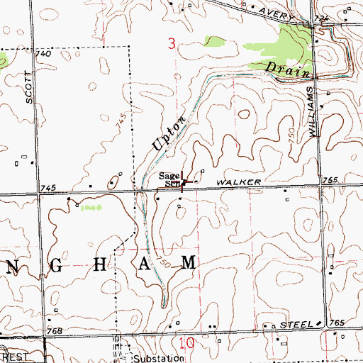 Topographic Map of Sage School, MI
