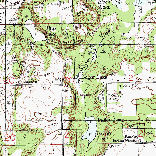 Topographic Map of Sager Lake, MI