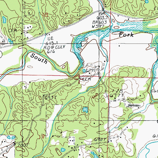 Topographic Map of Whittington-Hiram Cemetery, AR