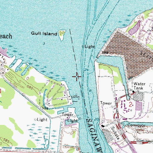 Topographic Map of Saginaw River, MI