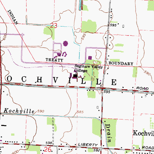 Topographic Map of Saginaw Valley State University, MI