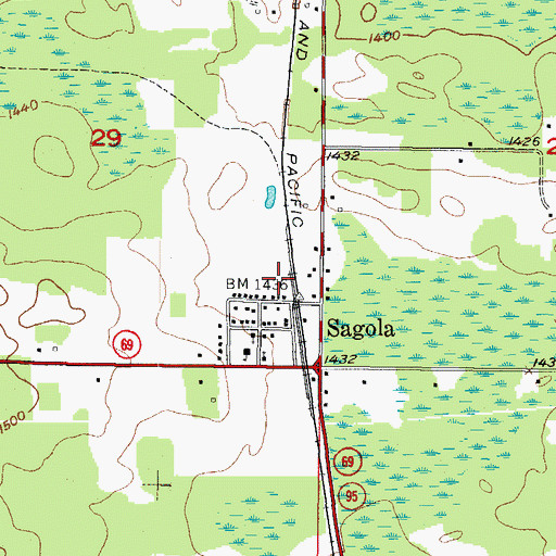 Topographic Map of Sagola, MI