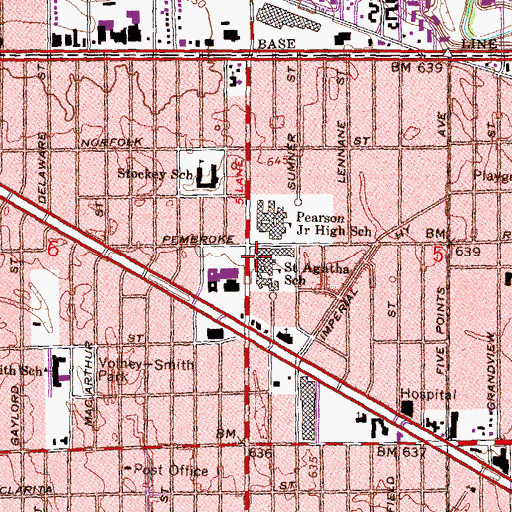 Topographic Map of Saint Agatha School, MI