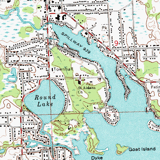 Topographic Map of Saint Aidans Church, MI