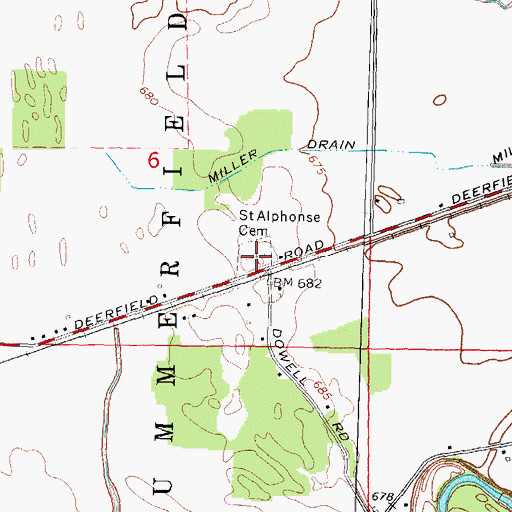 Topographic Map of Saint Alphonse Cemetery, MI