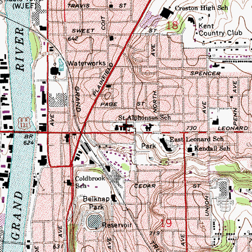 Topographic Map of Saint Alphonsus School, MI