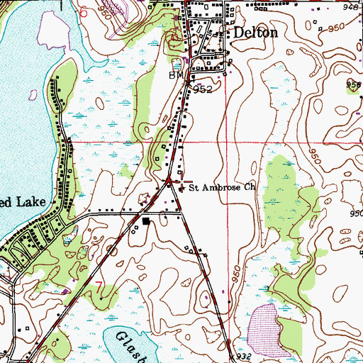 Topographic Map of Saint Ambrose Church, MI