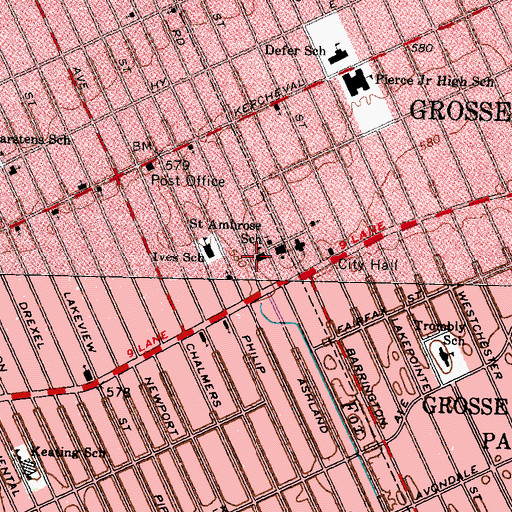Topographic Map of Saint Ambrose School, MI