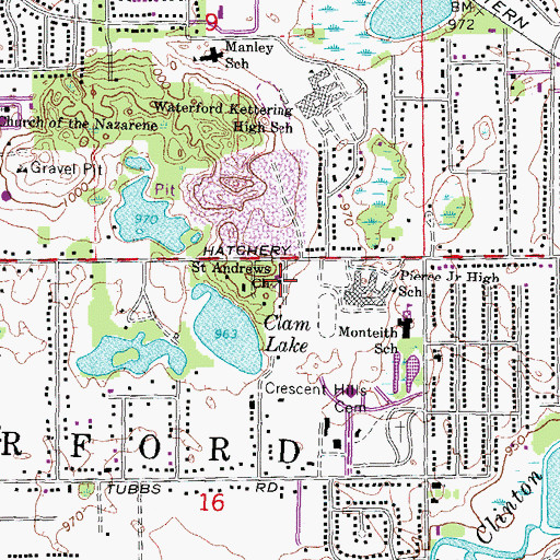 Topographic Map of Saint Andrews Church, MI