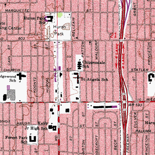 Topographic Map of Saint Angela School, MI