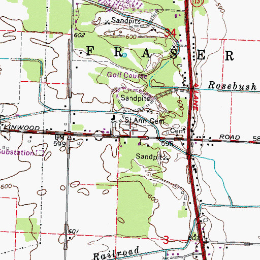 Topographic Map of Saint Ann Cemetery, MI