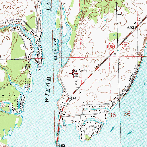 Topographic Map of Saint Anne Church, MI