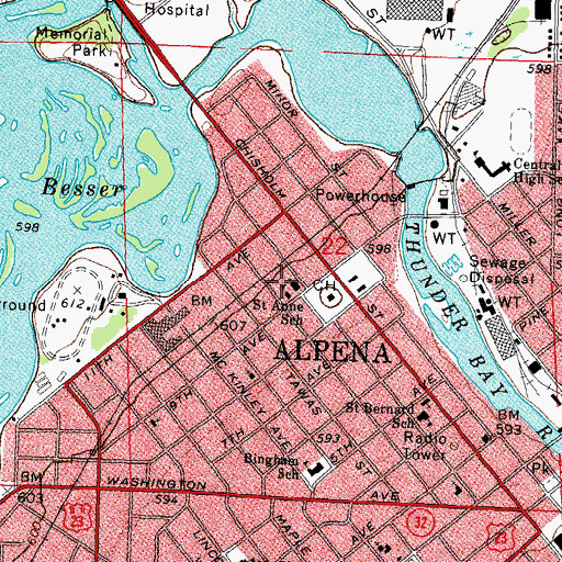 Topographic Map of Saint Anne School, MI