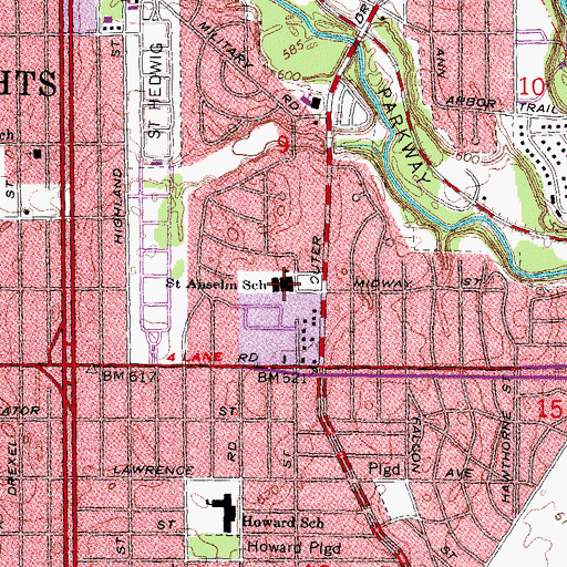 Topographic Map of Saint Anselm School, MI
