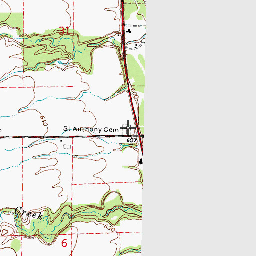 Topographic Map of Saint Anthony Cemetery, MI