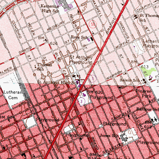 Topographic Map of Saint Anthony High School, MI