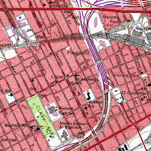 Topographic Map of Saint Anthonys School, MI