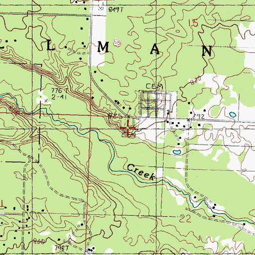 Topographic Map of Saint Augustine Cemetery, MI
